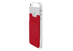 Самоклеяшийся чехол для мобильного телефона - Mobile pouch, красный, тиснёный кожзам и лайкра