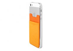 Самоклеяшийся чехол для мобильного телефона - Mobile pouch, оранжевый, тиснёный кожзам и лайкра