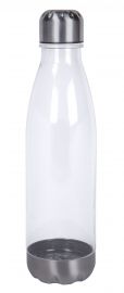 Бутылка для воды 700 мл прозрачная с металлическим дном и крышкой, BPA-free пластик